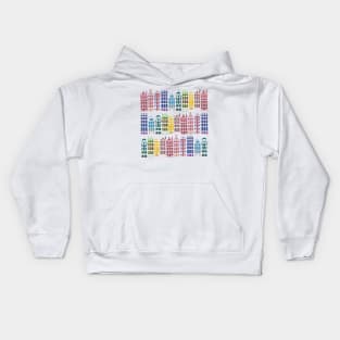 Facades of old canal houses from Amsterdam City rainbow color illustration Kids Hoodie